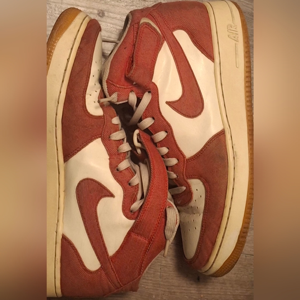 Nike Red and Cream High-Top Sneakers